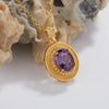 Wholesale Jewelry Natural Amethyst Women's S925 Sterling Silver Pendant Geometric French Retro Court Style Set With Gems
