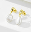 Wholesale Jewelry Natural Baroque Pearl Geometric Sterling Silver 925 Pendant Earrings