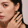Wholesale Jewelry Natural Black Onyx And 316L Stainless Steel Electroplated With 18K True Gold Earrings Necklace Ring For Women
