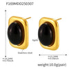 Wholesale Jewelry Natural Black Onyx And 316L Stainless Steel Electroplated With 18K True Gold Earrings Necklace Ring For Women