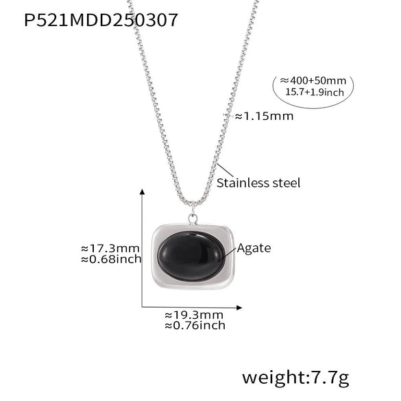 Wholesale Jewelry Natural Black Onyx And 316L Stainless Steel Electroplated With 18K True Gold Earrings Necklace Ring For Women