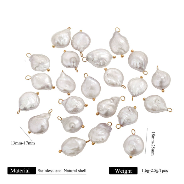 Wholesale Jewelry Natural Freshwater Baroque Pearl Stainless Steel Curved Pin Pendant