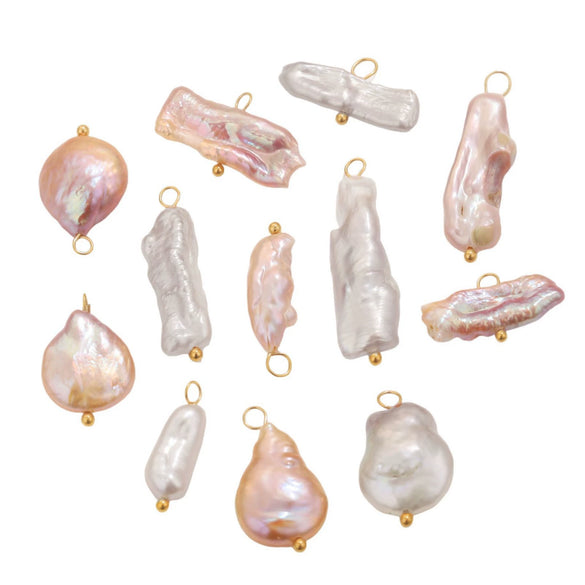 Wholesale Jewelry Natural Freshwater Baroque Pearl Stainless Steel Curved Pin Pendant