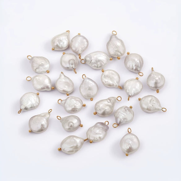 Wholesale Jewelry Natural Freshwater Baroque Pearl Stainless Steel Curved Pin Pendant