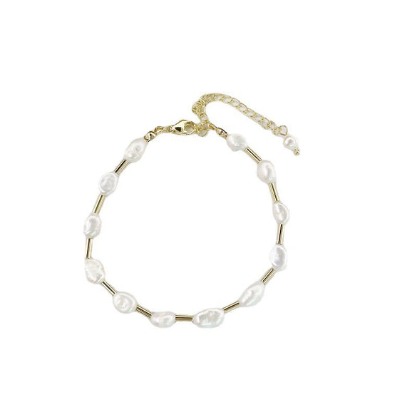 Wholesale Jewelry Natural Freshwater Pearl Geometric Heart Shape Handmade Necklace With Clavicle Bracelet For Women