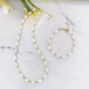 Wholesale Jewelry Natural Freshwater Pearl Geometric Heart Shape Handmade Necklace With Clavicle Bracelet For Women