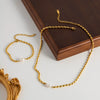Wholesale Jewelry Natural Freshwater Pearl Oval Gold Bean Geometric Stainless Steel Electroplated Braceletnecklace For Women