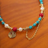 Wholesale Jewelry Natural Freshwater Pearl Turquoise Geometric Copper Clavicle Chain Electroplated