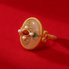 Wholesale Jewelry Natural Hetian Jade Pearl Southern Red S925 Sterling Silver Enamel Copper Unisex Minimalist Animal Zodiac Geometric U Shape Cartoon Characters Ring