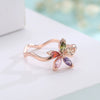 Wholesale Jewelry Natural Plant Flower Geometric Fivepointed Star Rose Gold Zircon Electroplated Ring For Women