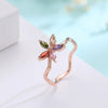 Wholesale Jewelry Natural Plant Flower Geometric Fivepointed Star Rose Gold Zircon Electroplated Ring For Women