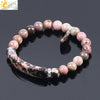 Wholesale Jewelry Natural Redstone And Copper Accessories Elastic Bead String Bracelet With Love Pendant For Women Electroplated