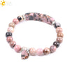 Wholesale Jewelry Natural Redstone And Copper Accessories Elastic Bead String Bracelet With Love Pendant For Women Electroplated
