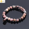 Wholesale Jewelry Natural Redstone And Copper Accessories Elastic Bead String Bracelet With Love Pendant For Women Electroplated