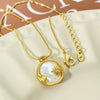 Wholesale Jewelry Natural Shell Round Luxury Sun Moon Star Pendant Copper 18K Gold Plated Electroplated