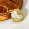 Wholesale Jewelry Natural Shell Round Luxury Sun Moon Star Pendant Copper 18K Gold Plated Electroplated