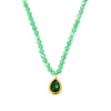 Wholesale Jewelry Natural Stone Beaded Emerald Cat's Eye Stone Water Drop Pendant 316L Stainless Steel Light Luxury Geometric Electroplated Women's Necklace