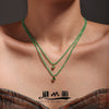 Wholesale Jewelry Natural Stone Beaded Emerald Cat's Eye Stone Water Drop Pendant 316L Stainless Steel Light Luxury Geometric Electroplated Women's Necklace