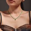 Wholesale Jewelry Natural Stone Beaded Emerald Cat's Eye Stone Water Drop Pendant 316L Stainless Steel Light Luxury Geometric Electroplated Women's Necklace