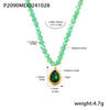Wholesale Jewelry Natural Stone Beaded Emerald Cat's Eye Stone Water Drop Pendant 316L Stainless Steel Light Luxury Geometric Electroplated Women's Necklace