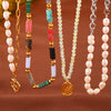Wholesale Jewelry Natural Stone Beaded Geometric Handmade 316L Stainless Steel Necklace For Women