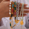 Wholesale Jewelry Natural Stone Beaded Geometric Handmade 316L Stainless Steel Necklace For Women