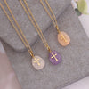 Wholesale Jewelry Natural Stone Cross Stainless Steel Necklace For Women With Geometric Design And Electroplating Treatment
