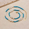 Wholesale Jewelry Natural Stone Cultured Freshwater Pearl Turquoise Silver 225 Silver Geometric Electroplated Necklace For Women