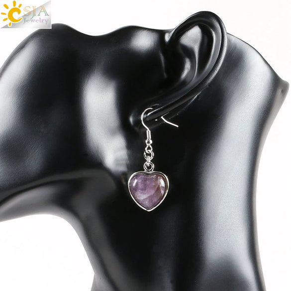 Wholesale Jewelry Natural Stone Heart Shape Minimalist Ladies Earrings