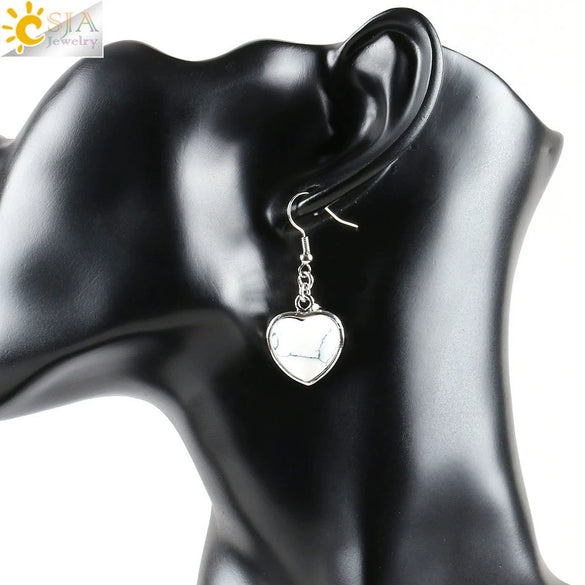 Wholesale Jewelry Natural Stone Heart Shape Minimalist Ladies Earrings