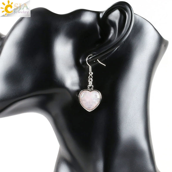 Wholesale Jewelry Natural Stone Heart Shape Minimalist Ladies Earrings