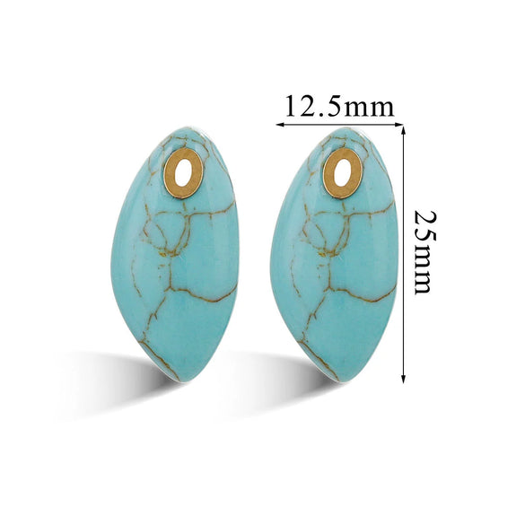Wholesale Jewelry Natural Stone Pink Crystal Turquoise Stainless Steel Oval Pendant Necklace With Geometric Style And Electroplating Treatment