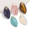 Wholesale Jewelry Natural Stone Pink Crystal Turquoise Stainless Steel Oval Pendant Necklace With Geometric Style And Electroplating Treatment