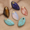 Wholesale Jewelry Natural Stone Pink Crystal Turquoise Stainless Steel Oval Pendant Necklace With Geometric Style And Electroplating Treatment