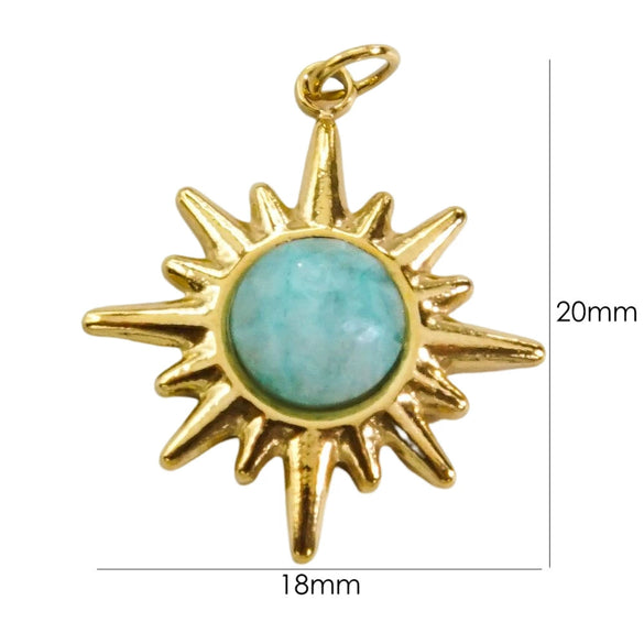 Wholesale Jewelry Natural Stone Stainless Steel Eight Mangxing Pendant Electroplated Necklace Earrings