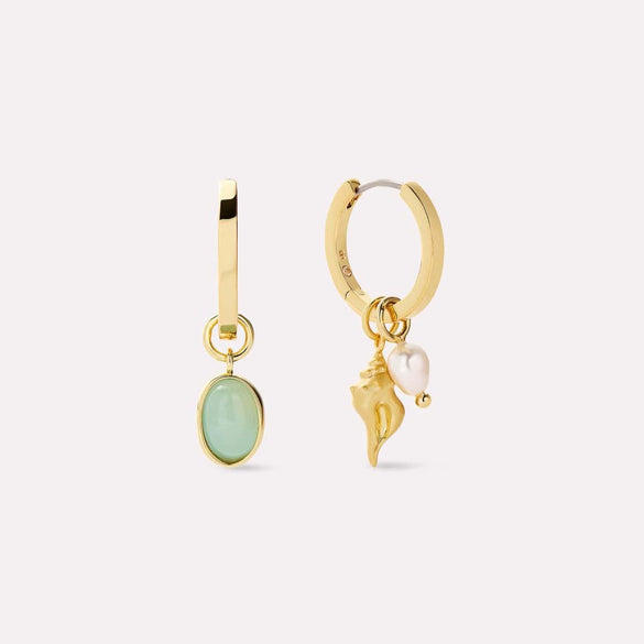 Wholesale Jewelry Natural Style Dongling Jade Shell Conch Earrings And Necklace Copper Gold Plated