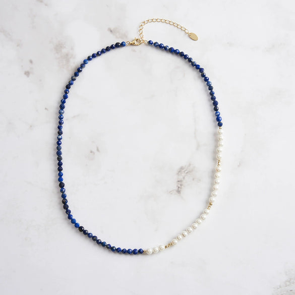 Wholesale Jewelry Necklace Imitation Pearls Natural Stone Silver Geometric Electroplating Chain