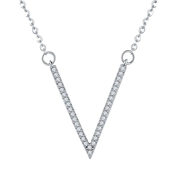 Wholesale Jewelry Necklace Light Luxury Environmental Protection Copper Microinlaid Zircon Clavicle Chain With Letters Pattern Electroplating