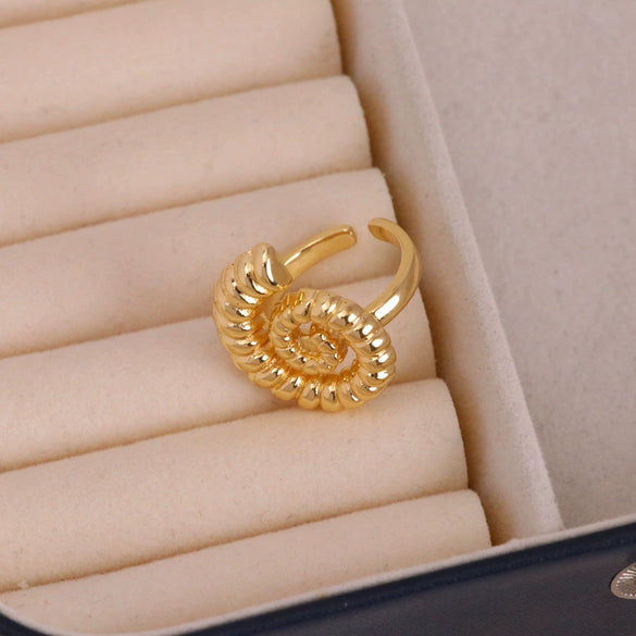 Wholesale Jewelry Niche Animal Style Geometric Copper Ring With Starfish Conch Pattern Electroplated For Women