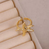 Wholesale Jewelry Niche Animal Style Geometric Copper Ring With Starfish Conch Pattern Electroplated For Women