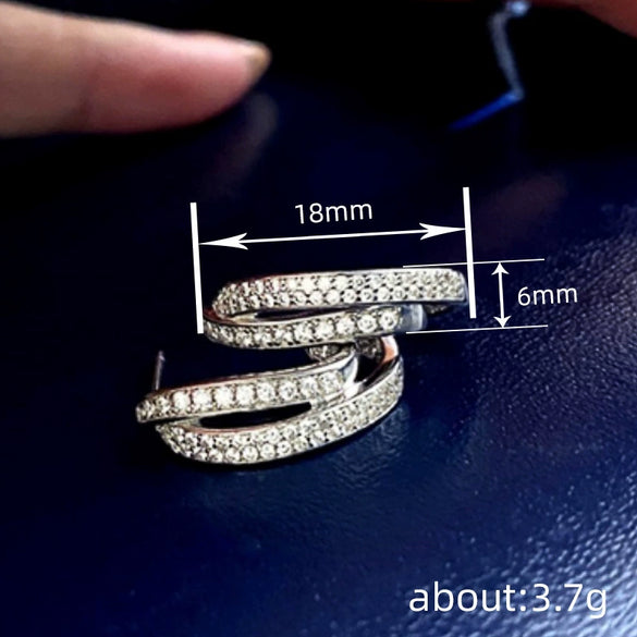 Wholesale Jewelry Niche Geometric Copper Earrings With Zirconia Design