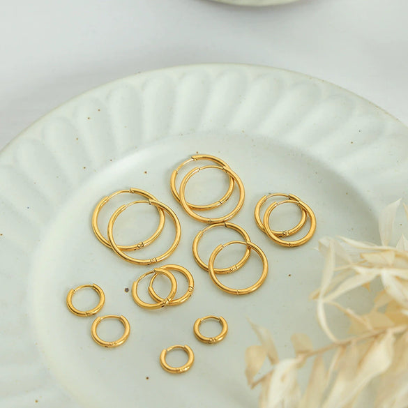 Wholesale Jewelry Niche Geometric 316L Stainless Steel Gold Plated Earrings For Women