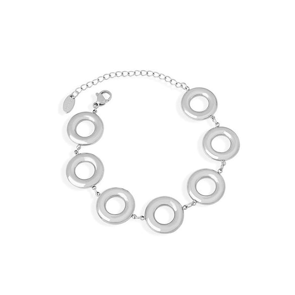 Wholesale Jewelry Niche Geometric 316L Stainless Steel Gold Plated Round Bracelet Long Earrings
