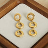 Wholesale Jewelry Niche Geometric 316L Stainless Steel Gold Plated Round Bracelet Long Earrings