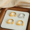 Wholesale Jewelry Niche Style Irregular Geometric 316L Stainless Steel Gold Plated Opening Ring