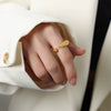 Wholesale Jewelry Niche Style Irregular Geometric 316L Stainless Steel Gold Plated Opening Ring