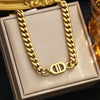 Wholesale Jewelry Nordic Style French Style Letter 304 Stainless Steel 18K Gold Plated Hollow Out Necklace