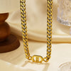 Wholesale Jewelry Nordic Style French Style Letter 304 Stainless Steel 18K Gold Plated Hollow Out Necklace