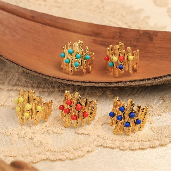 Wholesale Jewelry Novelty Pastoral Streetwear Stump 304 Stainless Steel 14K Gold Plated Plating Open Rings