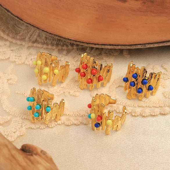 Wholesale Jewelry Novelty Pastoral Streetwear Stump 304 Stainless Steel 14K Gold Plated Plating Open Rings